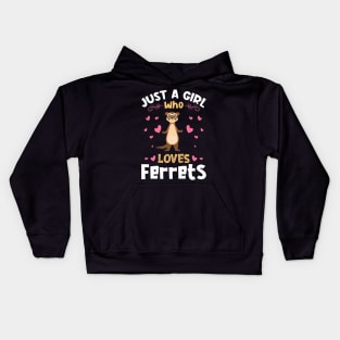 Just a Girl who Loves Ferrets Gift Kids Hoodie